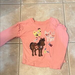 John Deere Pink Girls' Long-Sleeve Farm Animal Tee